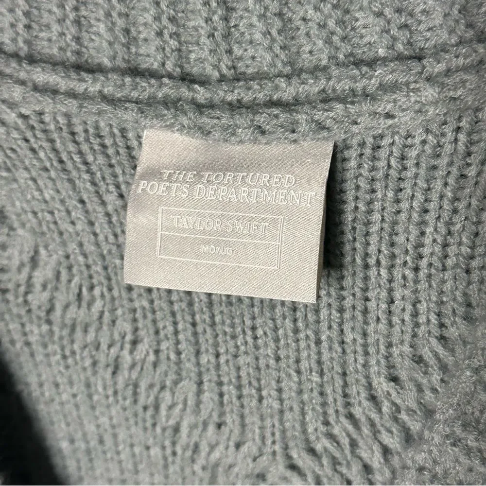 Taylor Swift The Tortured Poets Department Cardigan M/L Gray Cable Knit
